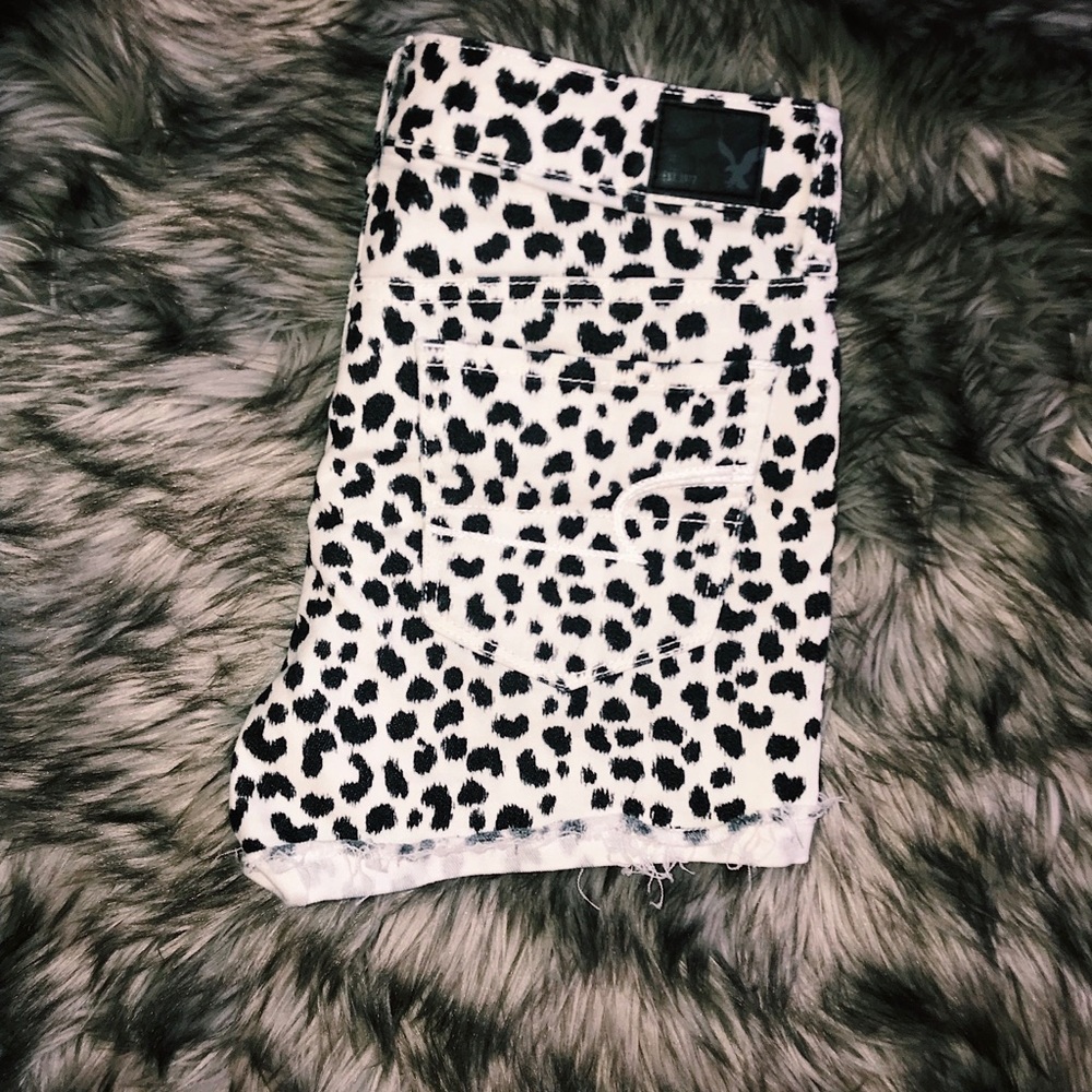 Leopard jean shorts